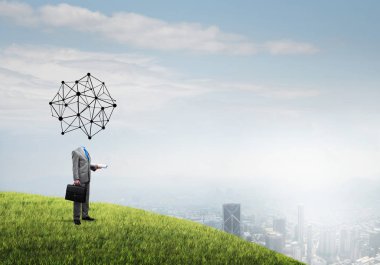 Kafa yerine sosyal ağ kavramına sahip kafasız iş adamı