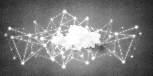 Cloud Computing Verbinding Concept Betonnen Muur — Stockfoto