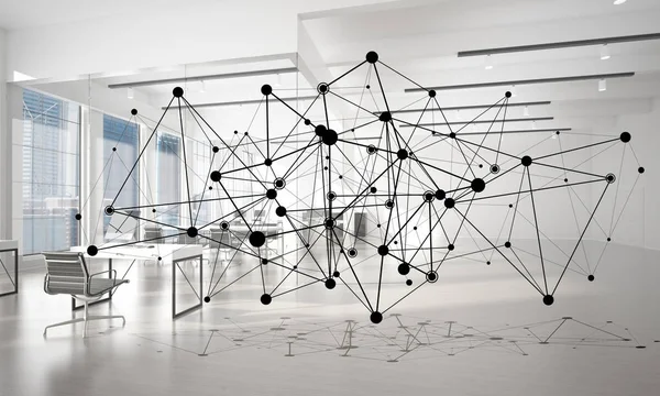 Lines Connected Dots Modern Office Blurred Background Concept Networking — Stock Photo, Image