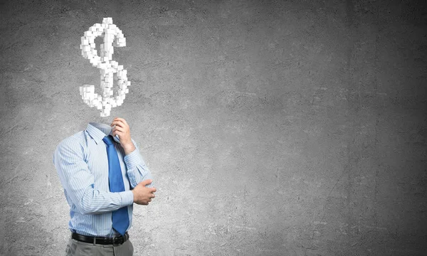 Faceless Businessman Dollar Sign Instead Head — Stock Photo, Image