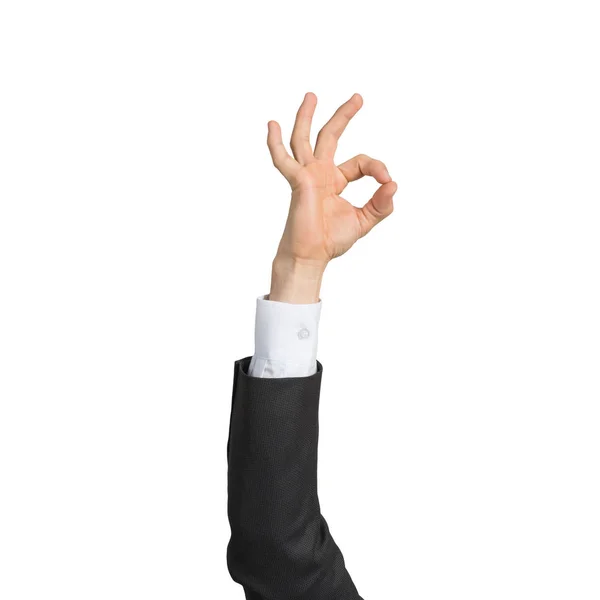Бизнесмен Костюме Показывает Жест Подписание Соглашения Одобрения Человеческая Рука Жест — стоковое фото