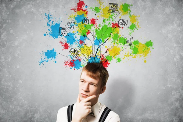 Thoughtful Redhead Student Planning Your Day Tasks Algorithm Multitasking Creativity — Stock Photo, Image