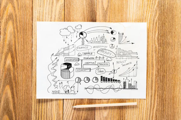 Money Management Financial Chart Pencil Hand Drawn Group Business Doodles — Stock Photo, Image