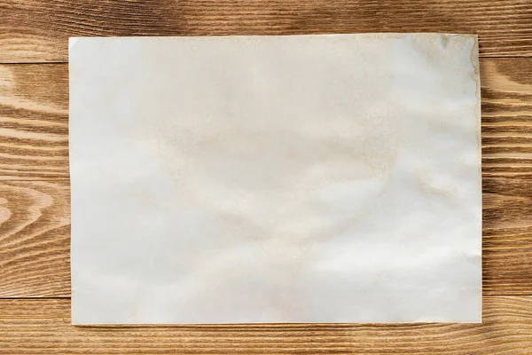 Mínimo Escritorio Madera Con Papel Blanco Fondo Plano Madera Natural — Foto de Stock