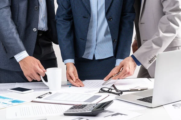 Concepto Trabajo Equipo Corporativo Con Gente Negocios Presentación Ideas Planificación — Foto de Stock