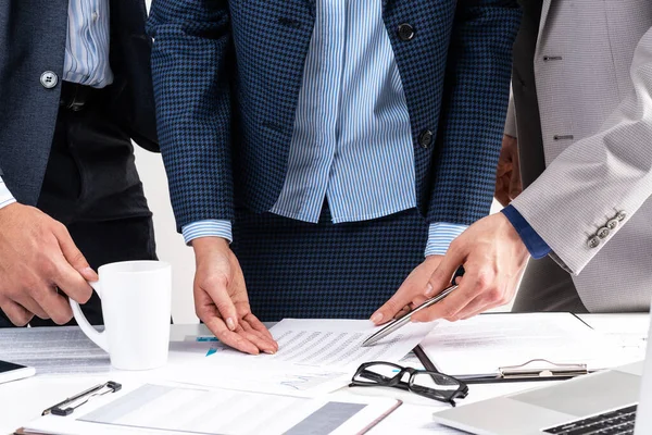 Concepto Trabajo Equipo Corporativo Con Empresarios Grupo Empresarios Reunidos Sala — Foto de Stock