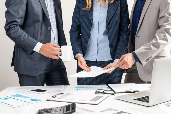 Concepto Trabajo Equipo Corporativo Con Empresarios Reunión Empresarios Sala Conferencias — Foto de Stock