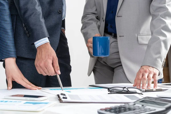 Concepto Trabajo Equipo Corporativo Con Empresarios Grupo Empresarios Reunidos Sala — Foto de Stock