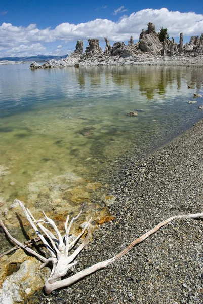 Colonne di tufo con riflessione sul Tufo Sud del Lago Mono, California — Foto Stock