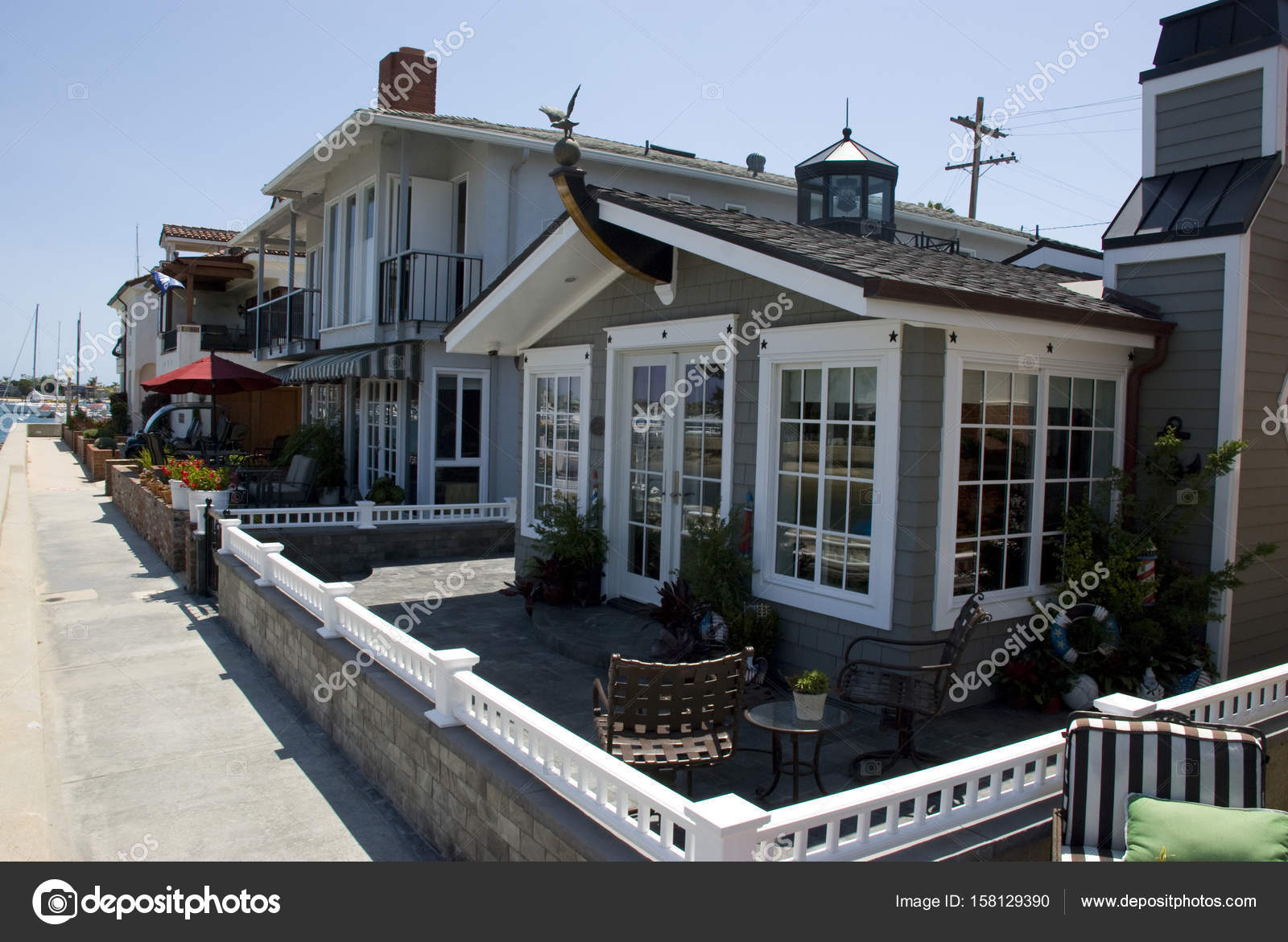 Typical american suburban homes in balboa island orange county