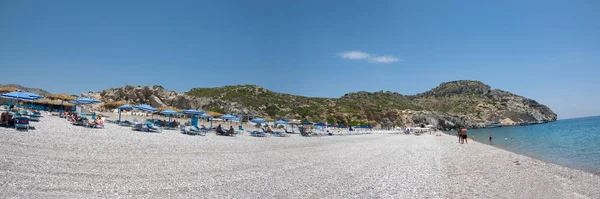 Panoramablick auf den Strand von Traounou auf griechischen Rhodos — Stockfoto