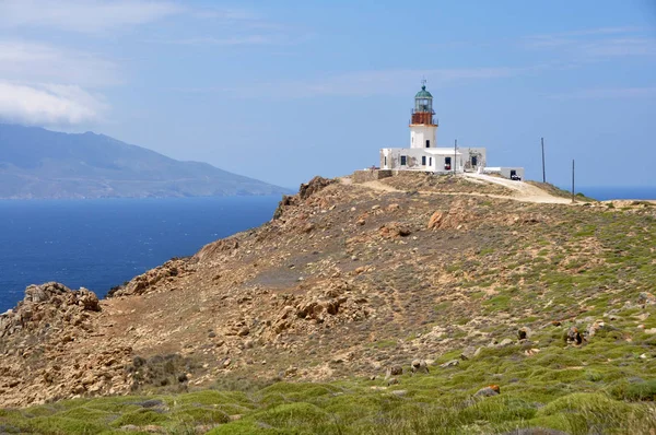 Turm Eines Alten Verlassenen Leuchtturms Auf Der Griechischen Insel Mykonos Stockfoto