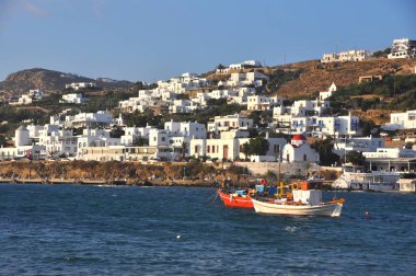 Balıkçı tekneleri Yunanca bay Mykonos Adası