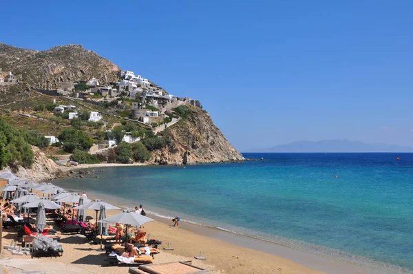 Spiaggia Pubblica Sull Isola Greca Mykonos Estate — Foto Stock