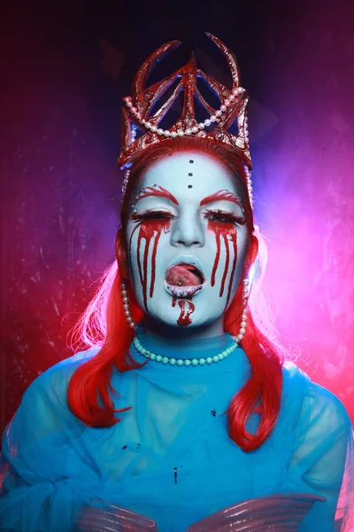 Cara arte Bodyart miedo sirena muerta Halloween — Foto de Stock