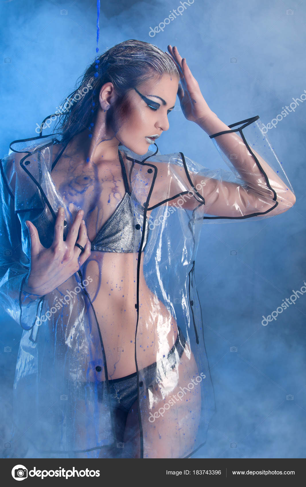 wet transparent bikini