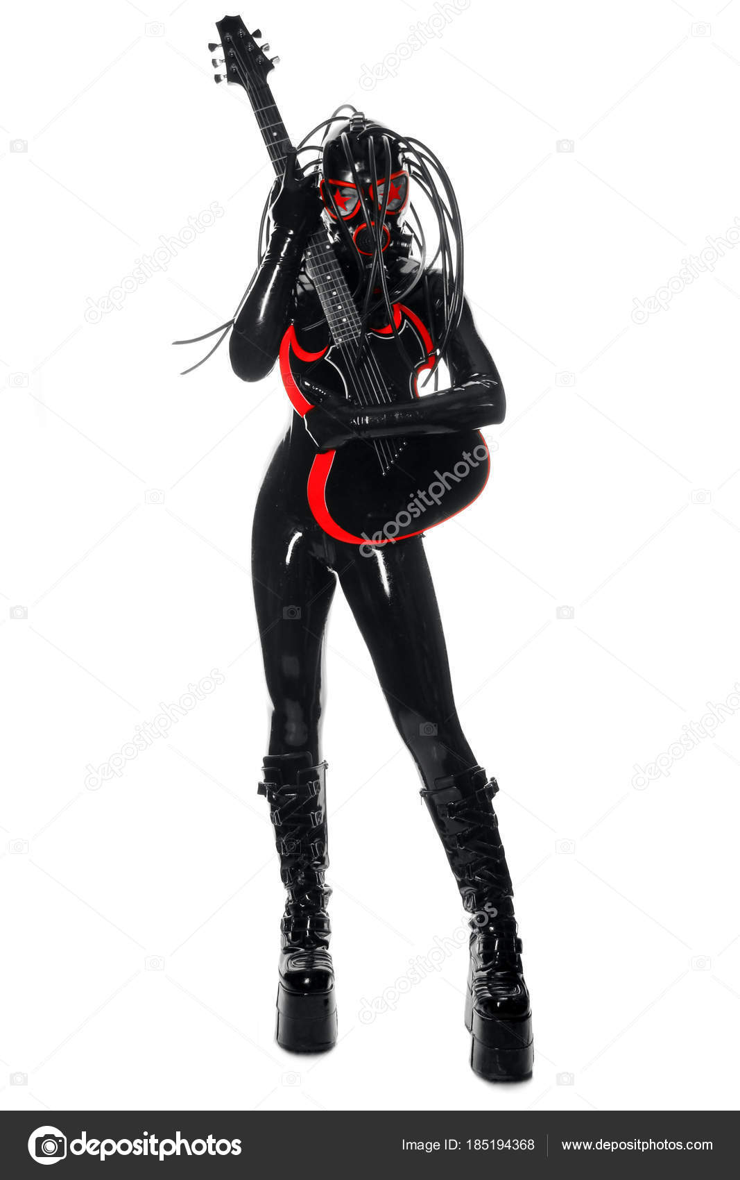 Plus Size Woman in Latex Suit and Leather Boots in Thick Heavy