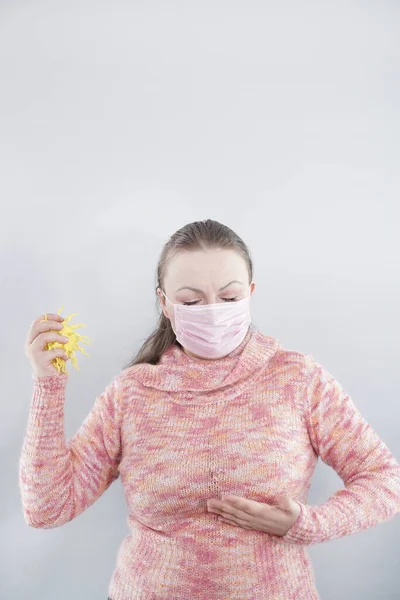 Жінка Має Короновірусну Бактерію Coronavirus 2019 Ncov Новела Coronavirus Concept — стокове фото