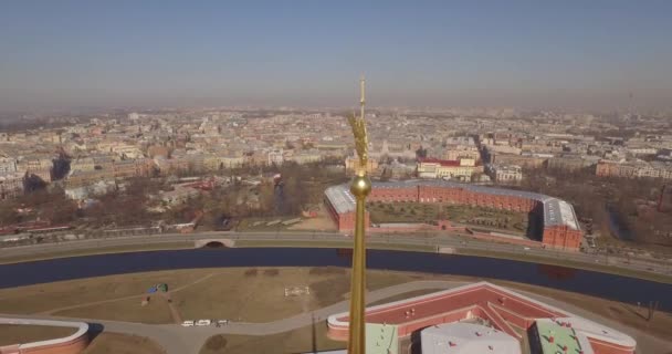 St. Peter and Paul Fortress, Saint Petersburg spring sunny — Stock Video