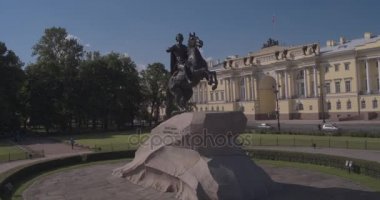 Peter ilk anıt. Bronz atlı. St. Petersburg. Neva Nehri manzarası. Sabah şehir. Dawn, St. Petersburg. Spb anıtları.