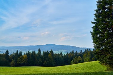 Pieniny Milli Parkı, Polonya güneşli Eylül günde güzel panoramik manzaralı