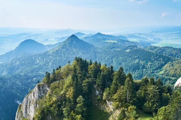 Güzel panoramik Trzy Korony - Türkçe güneşli Eylül gününden Pieniny Milli Parkı, Polonya: üç kron