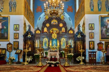 St John Climacuss Ortodoks Kilisesi sırasında Kutsal Paskalya, Varşova, Polonya, Warsaw, Polonya - 16 Nisan, 2017:Interior.