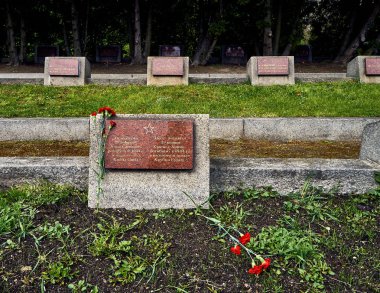 Varşova, Polonya - 09 Mayıs 2017: Sovyet askeri mezarlıkta Zafer Bayramı - 1945 yılında Nazi Almanyası'nın teslim olmak imza yıldönümü