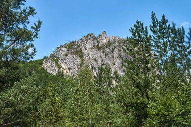 Tran şehir yakınındaki dağ manzara, Erma River Gorge, Kuzey-Batı Bulgaristan
