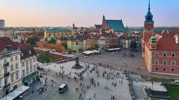 Warszawa Sierpień 2017 Timelapse Zoom Kolumna Zygmunta Iii Wazy Plac — Wideo stockowe