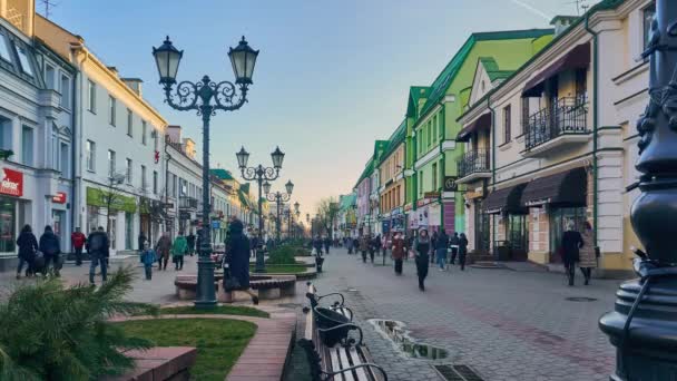 ブレスト Bialorus 2017 タイムラプス ソビエツカヤ ソビエト 通りに ブレストの中央に沿って歩行 — ストック動画