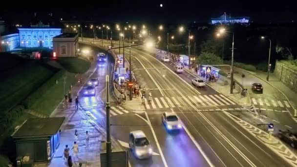 Warszawa Sierpień 2017 Timelapse Panoramiczny Widok Most Przez Wisłę Prawobrzeżnej — Wideo stockowe