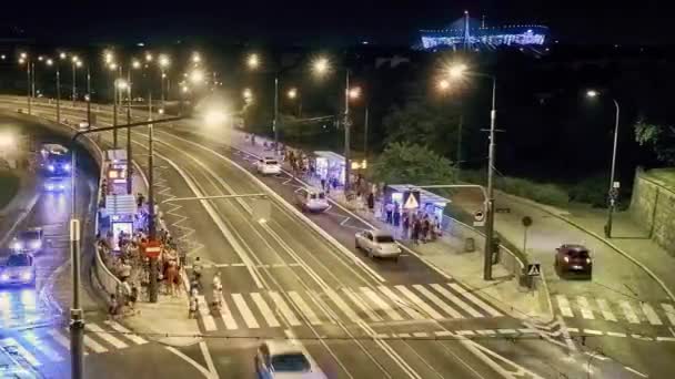 Warszawa Sierpień 2017 Timelapse Panorama Suwak Panoramiczny Widok Most Przez — Wideo stockowe