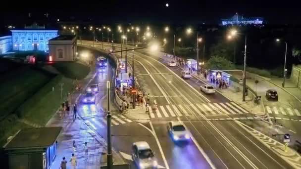 Warszawa Sierpień 2017 Timelapse Zoom Panoramiczny Widok Most Przez Wisłę — Wideo stockowe