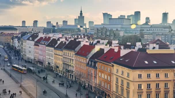 Garantia Polónia Fevereiro 2018 Timelapse Uma Vista Panorâmica Centro Varsóvia — Vídeo de Stock