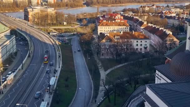 Warsaw Pologne Février 2018 Timelapse Zoom Une Vue Panoramique Pont — Video