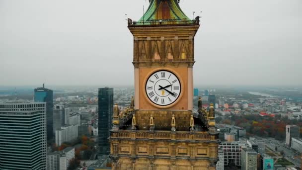 Schöne Panoramische Drohnen Ansicht Fliegen Den Palast Der Kultur Und — Stockvideo