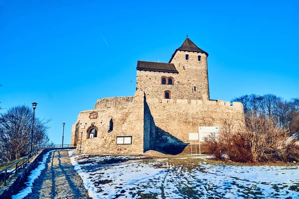 Bela vista panorâmica para o Castelo Bedzin, sul da Polônia. O castelo de pedra data do século XII, e é precedido por uma fortificação de madeira que foi erguida no século XI. — Fotografia de Stock