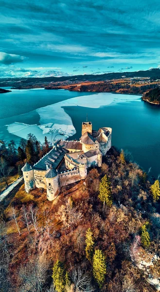 Piękny Panoramiczny Widok Lotu Ptaka Zamek Niedzica Znany Również Jako — Zdjęcie stockowe