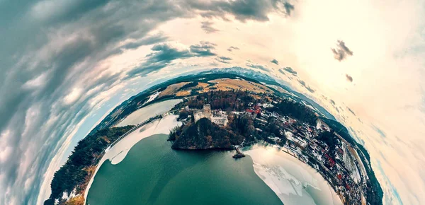 Bella Vista Panoramica Drone Aereo Castello Niedzica Noto Anche Come — Foto Stock