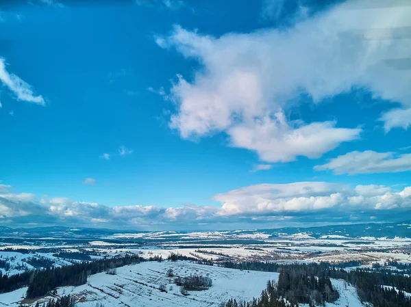 Gyönyörű Panorámás Drón Kilátás Tátra Tátra Tátra Hegység Között Szlovákia — Stock Fotó
