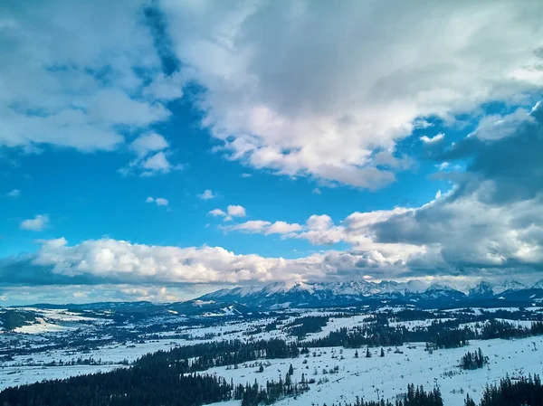 Gyönyörű Panorámás Drón Kilátás Tátra Tátra Tátra Hegység Között Szlovákia — Stock Fotó