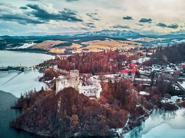 Belle Vue Aérienne Panoramique Sur Château Niedzica Également Connu Sous — Photo