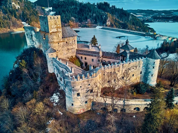 Beautiful Panoramic Aerial Drone View Niedzica Castle Also Known Dunajec — Stock Photo, Image