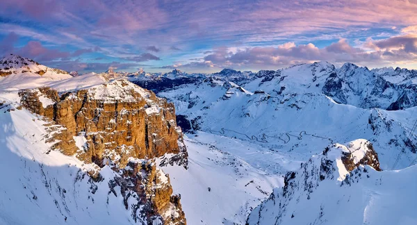 Όμορφη Πανοραμική Θέα Προς Την Sellaronda Μεγαλύτερο Καρουζέλ Σκι Στην — Φωτογραφία Αρχείου