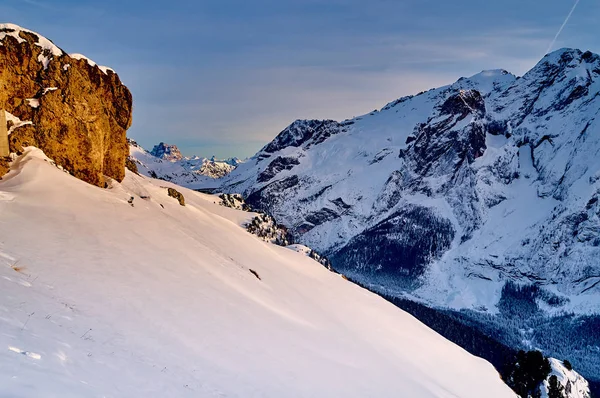 Krásný Panoramatický Výhled Sellarondu Největší Lyžařský Kolotoč Evropě Lyžování Čtyřech — Stock fotografie