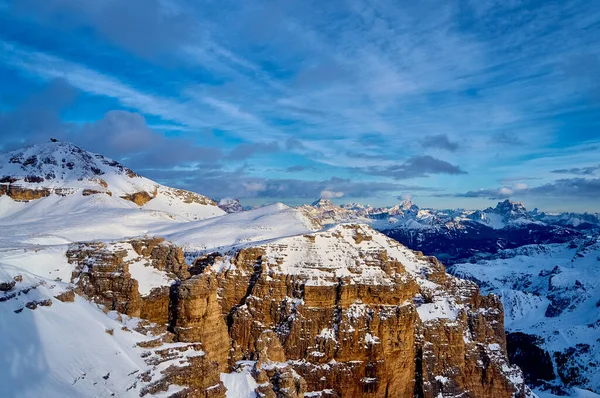 Όμορφη Πανοραμική Θέα Προς Την Sellaronda Μεγαλύτερο Καρουζέλ Σκι Στην — Φωτογραφία Αρχείου