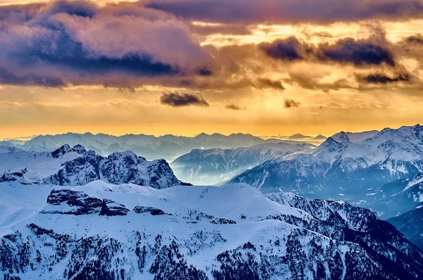 Όμορφη Πανοραμική Θέα Προς Την Sellaronda Μεγαλύτερο Καρουζέλ Σκι Στην — Φωτογραφία Αρχείου