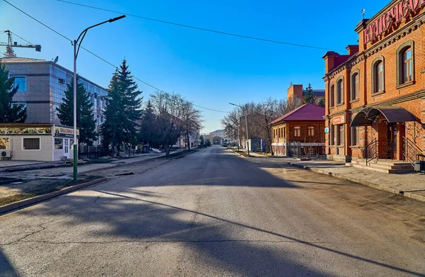 Ust Kamenogorsk Kazakhstan 2020 Zvláštní Úžasný Neobvyklý Pohled Prázdné Ulice — Stock fotografie