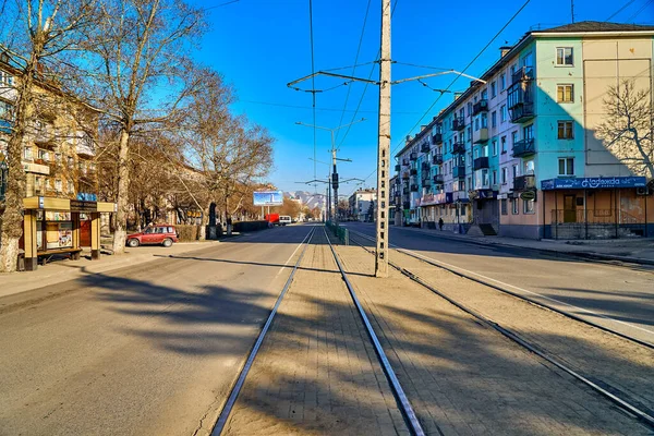 Ust Kamenogorsk Kazakhstan 2020 Zvláštní Úžasný Neobvyklý Pohled Prázdné Ulice — Stock fotografie